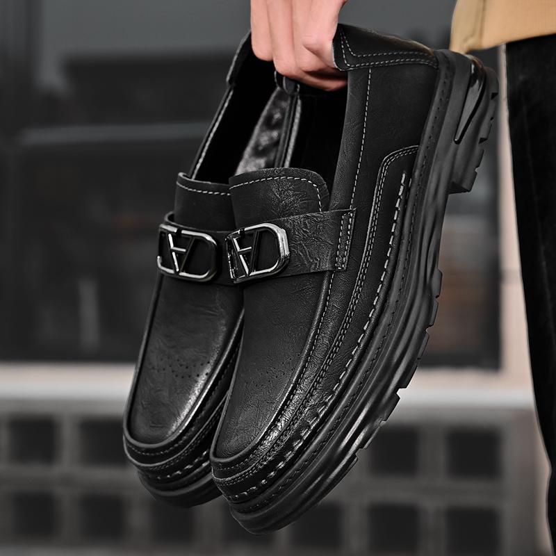 Высококачественные мужские новые модные повседневные кожаные туфли на толстой подошве, бренд для осени, удобные деловые кожаные туфли для мужчин