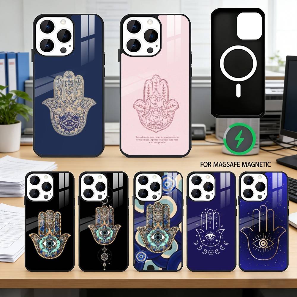 Чехол для телефона H-Hamsa H-Hand-D для iPhone 17, 16, 15, 14, 13, 12, 11 Plus, Pro, магнитный с Magsafe, беспроводная зарядка