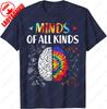 Minds of All Kinds Neurodiversity Autism Awareness ADHD ASD TShirt Letter Print Tshirt Unisex Summer Cotton Casual Breathable Tee