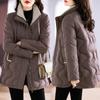 Women's Winter Plus Size Long Thickened Solid Colour Casual Standing Collar Zip Section Comfortable Warm Outerwear