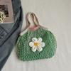 Leisure Summer Woven Handbag Large Capacity Flower Nylon Mesh Tote Bag Fashion Simple Grocery Bag Shopping Bag