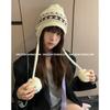 Women S Fair Isle Knit Earflap Hat With Pom Pom Cute Winter Hat
