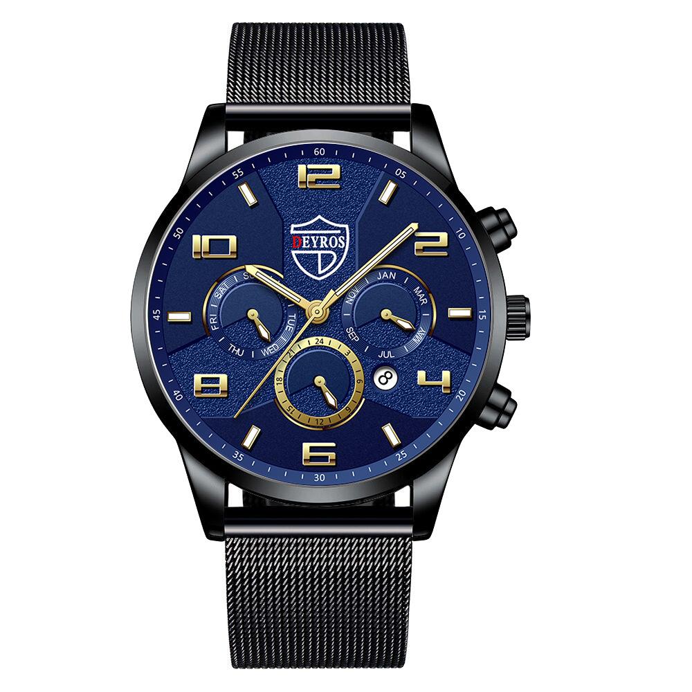 Men'S Fashion Watch Luminous Stainless Steel Men'S Business Calendar Quartz Watch