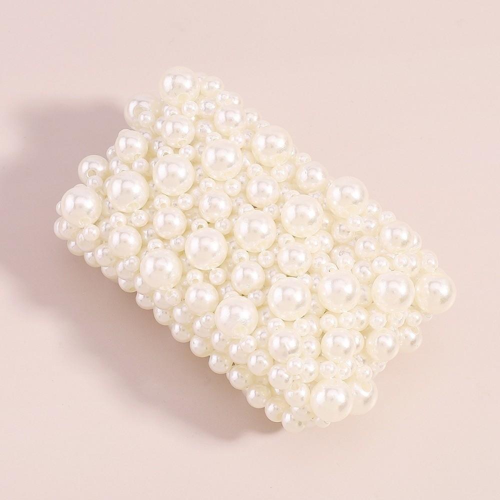 Эластичный женский браслет Белый широкий браслет Простой жемчужный браслет Вечеринка
