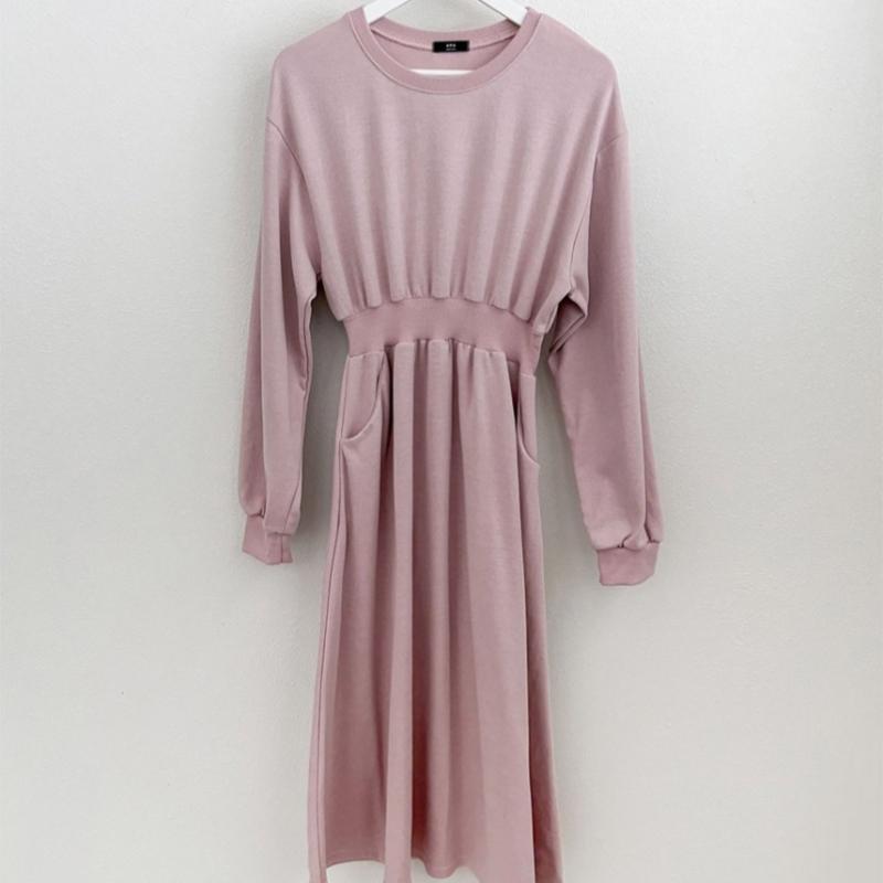 Shop Women Round Waistband Daily Cotton Long Dress Ara Wdr 3021 Black