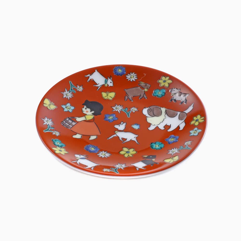 Хайди Кутани Керамика Маленькая Сделано в Традиционном Хокурику Девочка с Маленькой Модной Тарелкой, Япония, Ремесло, Хайди, Альпы, Тарелка, Посуда, Тарелка, По всей поверхности