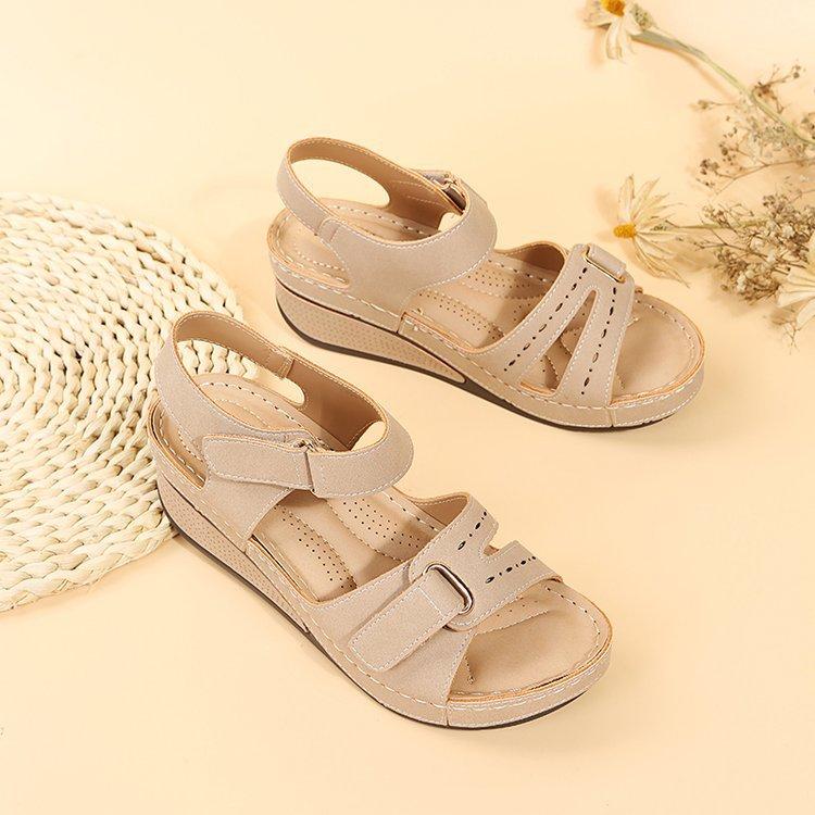 2024 new large size fish mouth casual sandals hot Roman style sandals women wear Velcro shoes