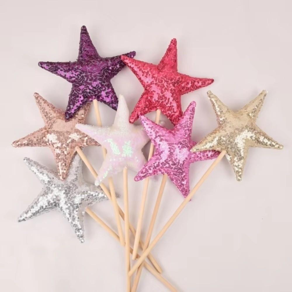 Glitter Design Stage Performance Headband Star Shape Star Fairy Stick  Birthday Celebration