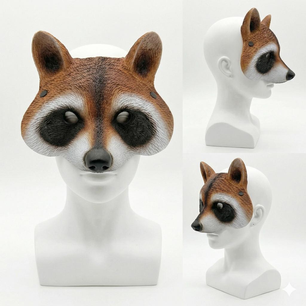 Halloween raccoon mask, animal mask PU Foam animal masks mardi Carnival cat mask