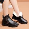 Winter Women Genuine Leather Waterproof Warm Non-slip Ankle Boots Women Soft Outdoor Casual Flat Shoes Mother Warm Snow Boots