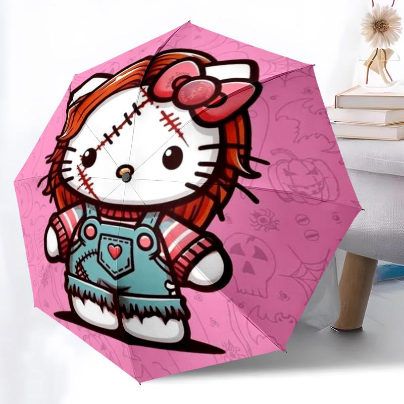 1pc Hello Kitty Automatic Personality Umbrella 8-Bone Design Compact Gear for Outdoor Travel, Perfect Helloween Chrismas Gift for Friends or Family y2