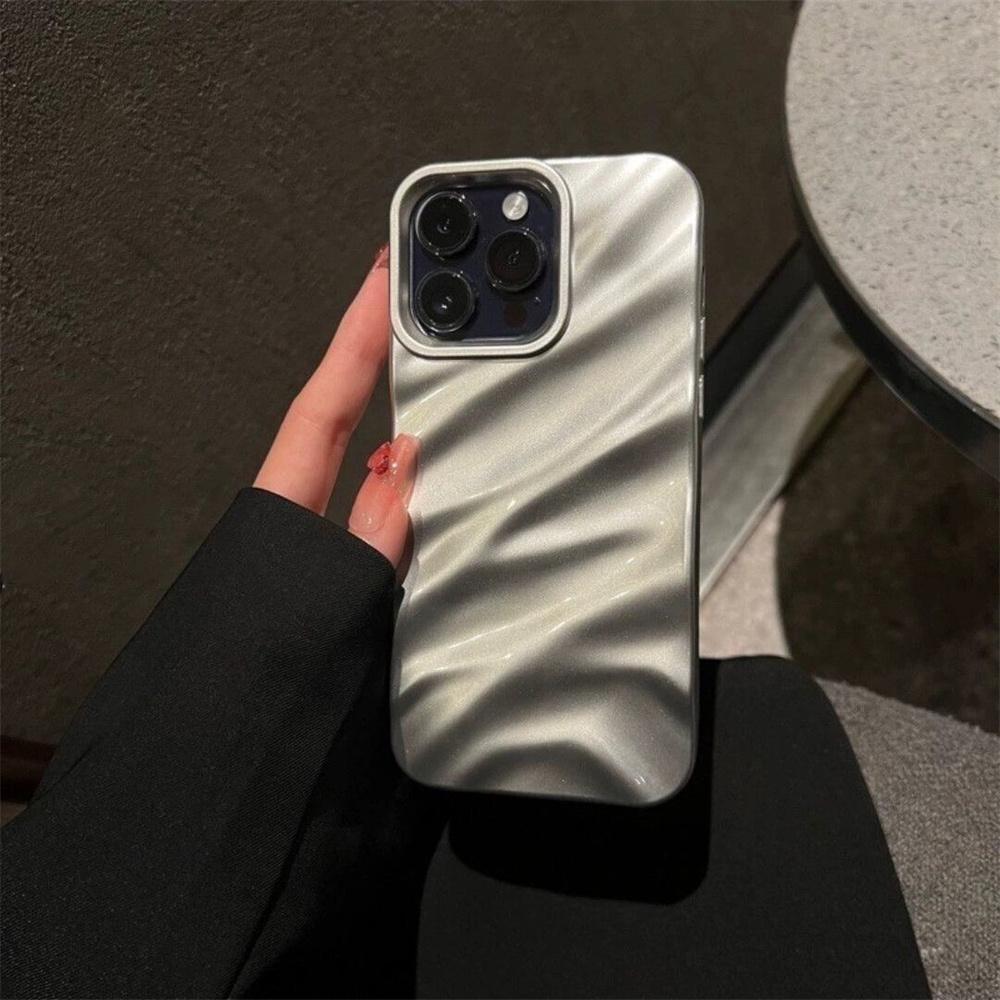 Luxury Electroplated 3D Wave Pattern Case For For Iphone 17 Air 16 E 15 14 13 12 11 Pro Max XS Max Plus Fashion Bright Glossy Cover