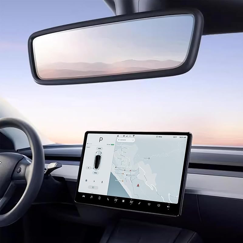 2 шт. Защитная декоративная рамка Совместимо с Tesla Model 3 Y -2024 2026 Рамка края экрана Чехол зеркала заднего вида Внутренние силиконовые украшения Центр