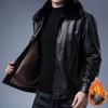 Men's Winter Warm PU Leather Jacket Loose Short Casual Zipper Jacket Thickened Warm Jacket