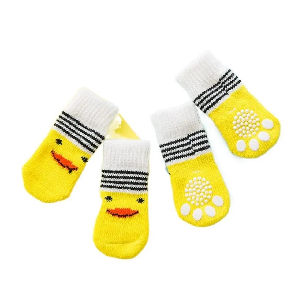 4Pcs Pet Cat Dog Floor Anti-slip Socks Autumn Winter Warm Soft Wool Socks Pet Kitten Puppy Anti-freeze Feet Paw Protector Socks