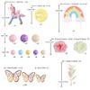 48 PCS Unicorn Cake Topper Unicorn Rainbow Cake Decorations with Butterflies Balls Happy Birthday Cake Decorations for Party
