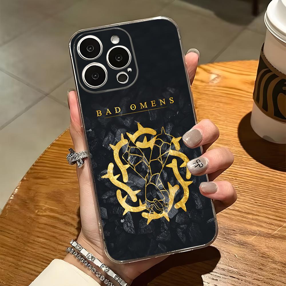 Чехол для телефона Music Bad Omens Для iPhone 15 Pro Max 14 11 12 Mini 13 Pro 7 8 X XR XS SE Прозрачная задняя крышка