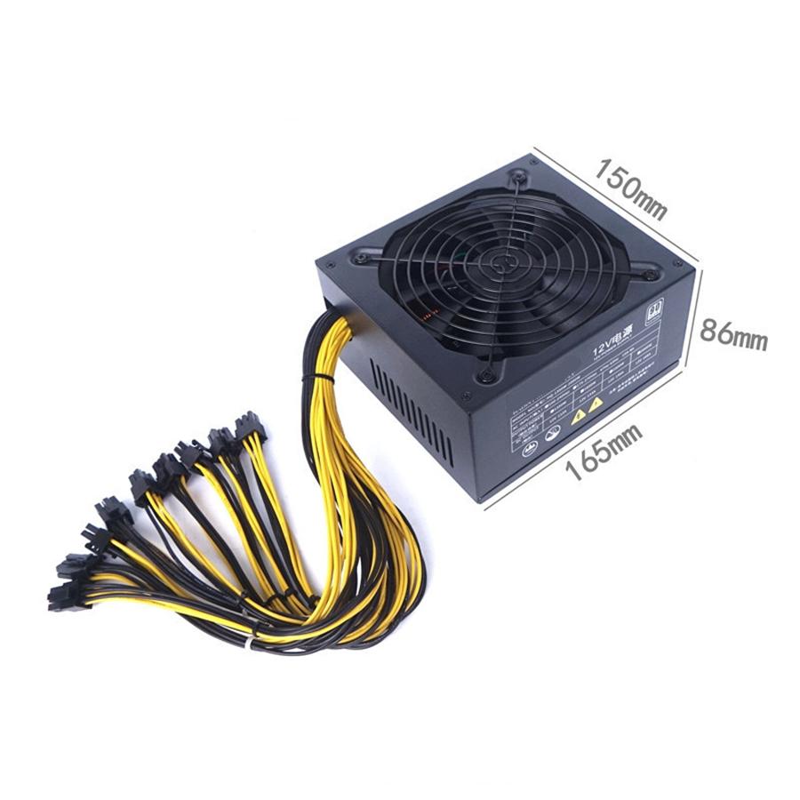 Блок питания ATX 1800 Вт для майнинга ETH Bitcoin, для ПК, майнинг-рига, поддержка 6 видеокарт, 6P портов, GPU, 4U, однополярный