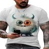 T-shirt for Men Funny Monster Graphic Casual Cartoon Cute 3D Printed Short Sleeve O Neck Pullover Streetwear Oversized Clothing