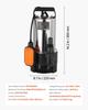 710W Submersible Sump Pump, 20000 L/H, Stainless Steel Submersible Sewage Dirty Clean Water Pump with Automatic Float Switch, Long Cord, 9M Max Lift,