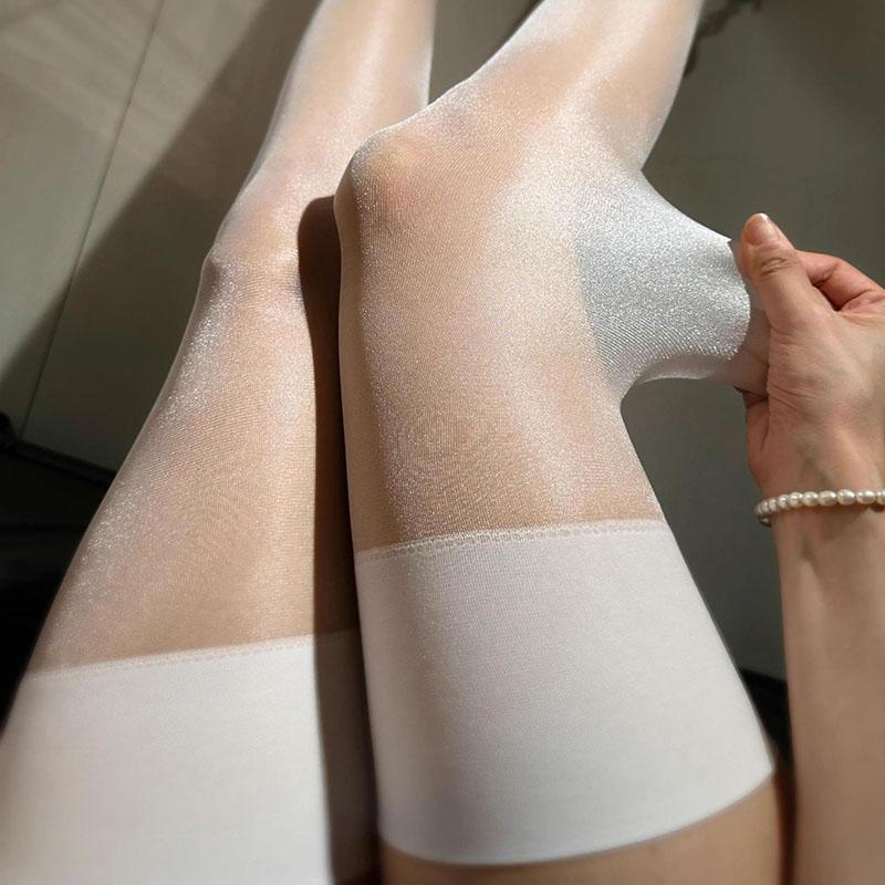 Ultra Thin Transparent Pantyhose Women Long Medias Fashion Stockings Retro Oil Shiny Thigh High Stockings