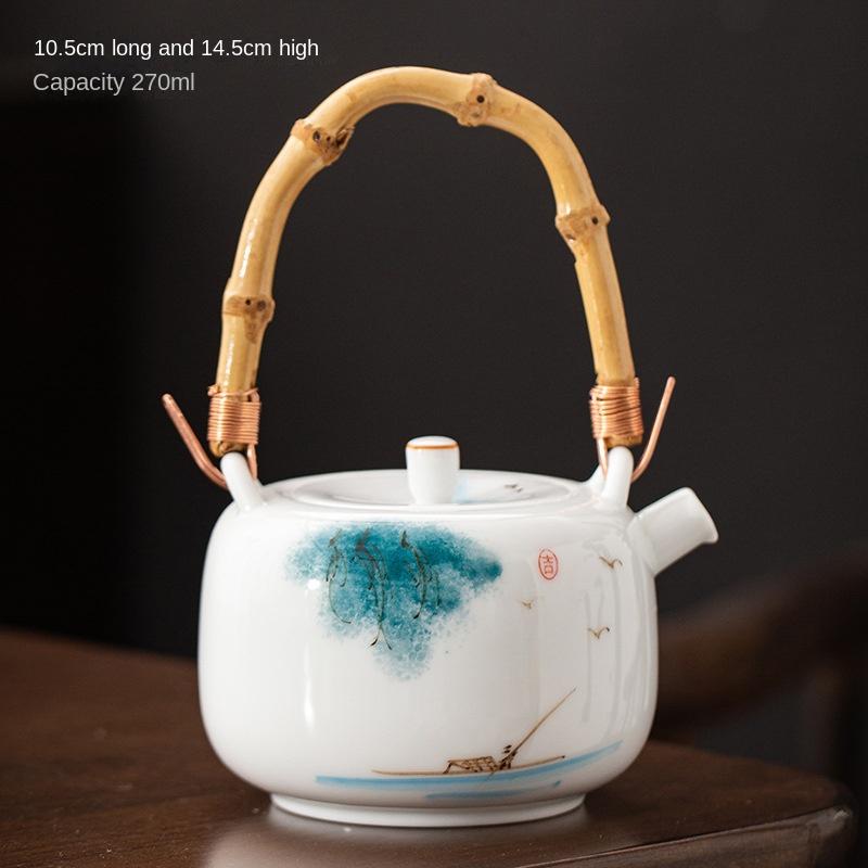 Hand-painted Japanese Style Lifting Pot Tea Pot Kung Fu Tea Set With Filter Coarse Ceramic Purple Clay Pot Ceramic Tea Pot Puer