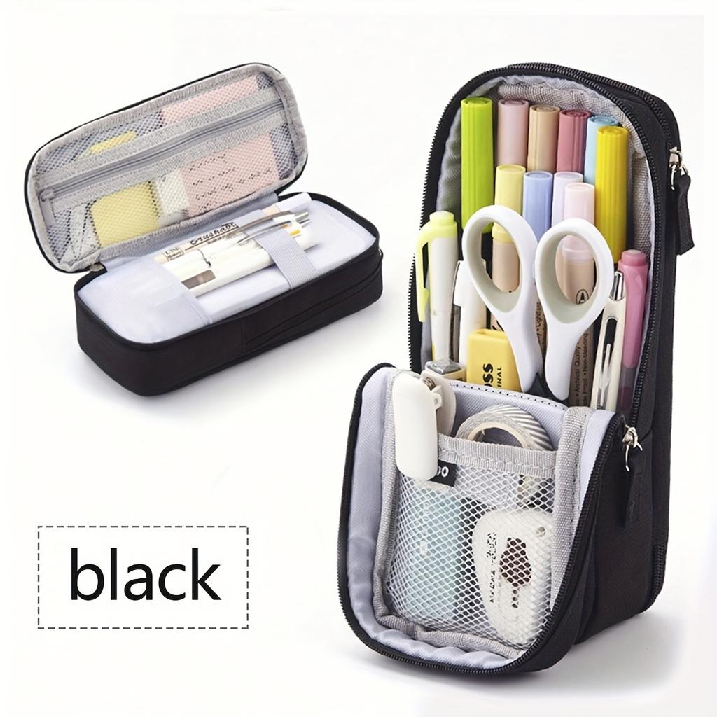Двухслойный портативный пенал с подставкой для телефона. Прочная ткань Оксфорд, идеально подходит для учащихся средней и старшей школы, пенал