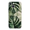 Чехол для телефона iPhone 17 Air Cases iPhone 16 15 12 13 14 Pro Max SE 7 8 Plus iPhone11 Прозрачный Мягкий Чехол Листья Монстера Зеленый