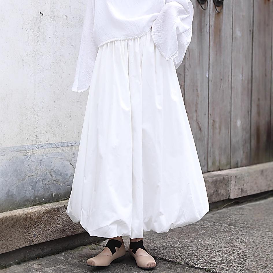 Handmade Heavy-Duty Puffy Cloud Ruffle Midi Skirt In Black and White