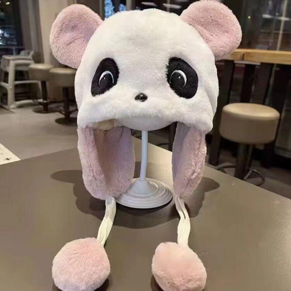 Cute Cartoon Panda Plush Hat Windproof Ear Protection Hat Trend Beanies Cap for Children