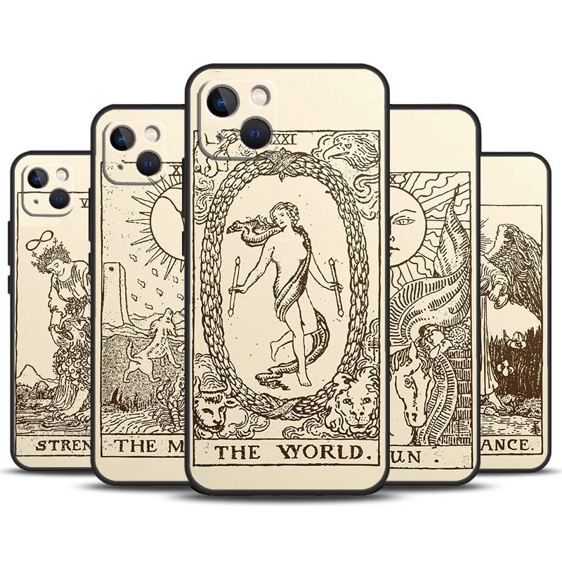 Чехол-аксессуар для iPhone 15 14 13 12 11 Pro Max Plus X XS Max XR 7 8 SE 2020 2022 с изображением Таро, Солнца, Луны и Астрологии