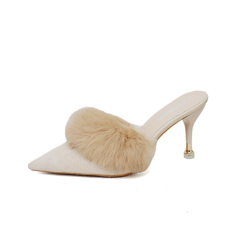 Mao Mao классные тапочки на высоком каблуке, женская новая модная верхняя одежда, универсальная, заостренная, тонкая сумка, половина головы 2025