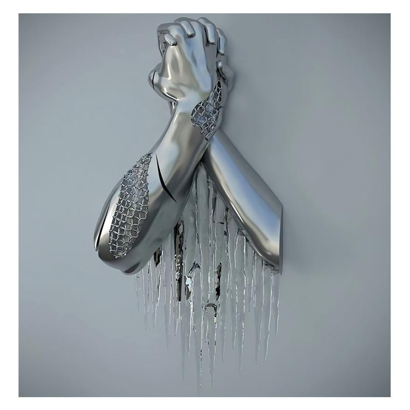 3D Visual Gold Silver Metal Figure Art Statue Canvas Painting Romantic Abstract Posters and Prints Wall Pictures Modern Home Decor for Living Room