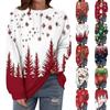 Women's Casual Long Sleeve Button Round Neck Christmas Printed Loose Sweatshirt