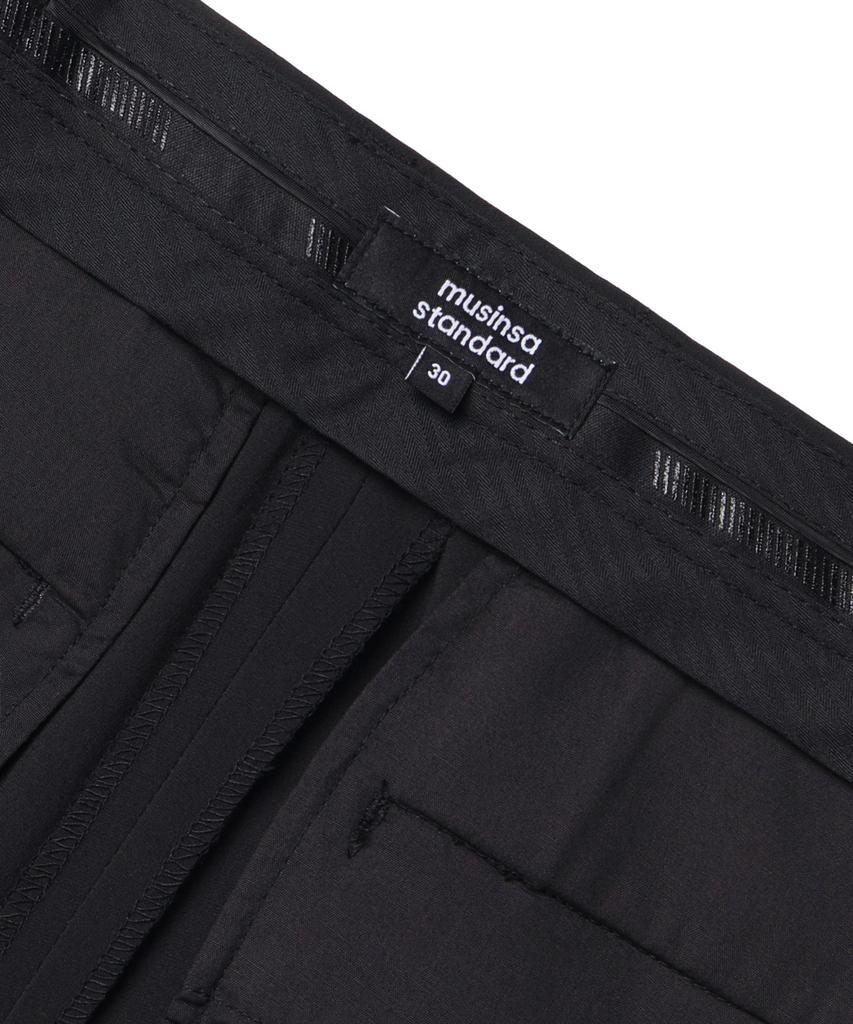 MUSINSA STANDARD [Cooltandard] Semi-Wide Hidden Banding Slacks [Dark Gray]