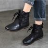 Johnature Короткие ботинки из натуральной кожи с круглым носком на плоской подошве, на мягкой подошве, со шнуровкой, женские туфли