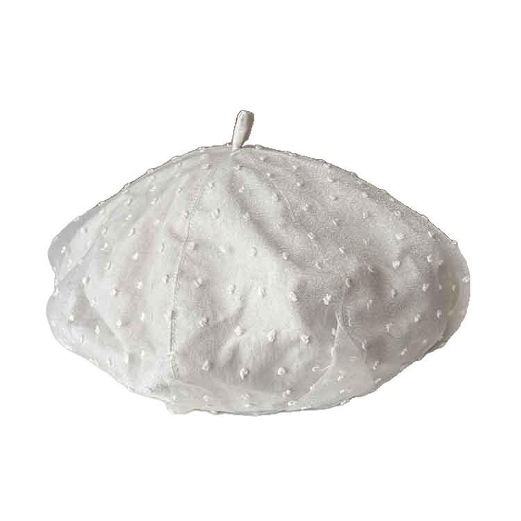 Korean lace mesh beret women's spring and autumn breathable star anise hat sweet and cute polka dot face little painter hat