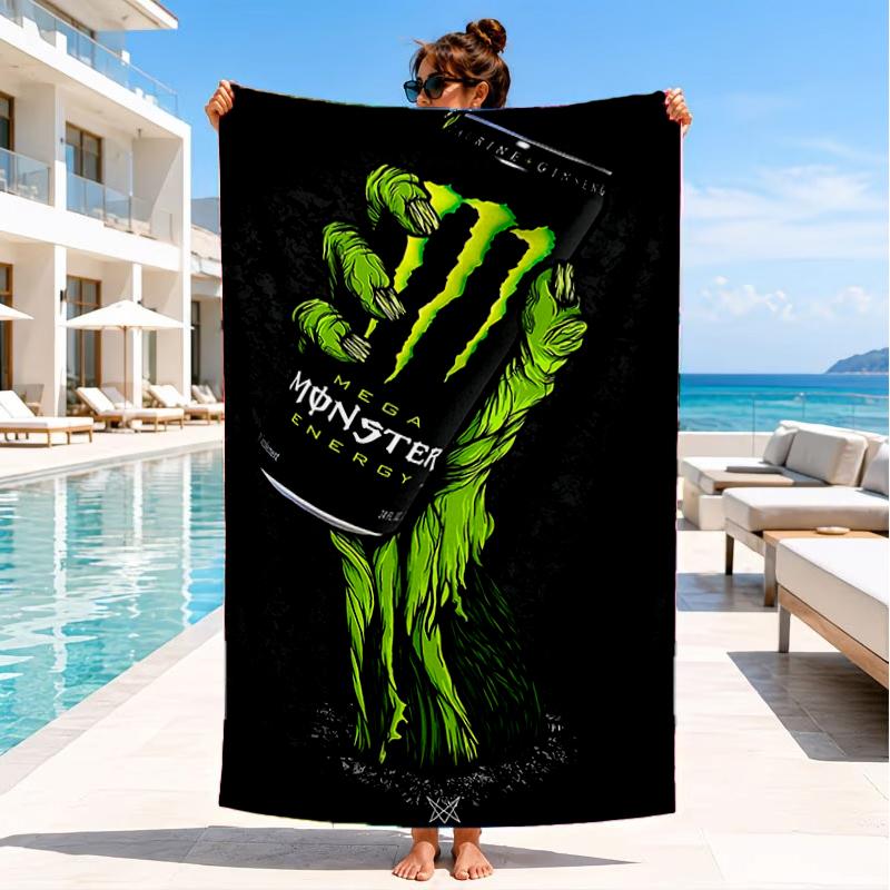 Пляжное полотенце Monster Drink, Супермягкая микрофибра, Идеальный подарок для нее/него, На день рождения, Для бассейна, пляжа, путешествий, Декор пляжной вечеринки