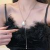 Premium Sense Can Pull Silver Butterfly Fringed Necklace Design Fashion Autumn And Winter Sweater Chain Collarbone Chain Jewelry