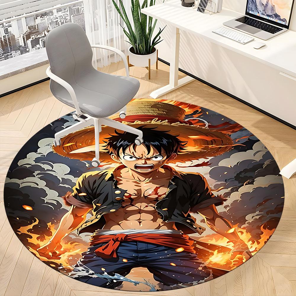 1 шт. Обезьяна Д. Круглый ковер с изображением Луффи из One Piece для офиса, под офисные стулья, спальни, гостиной, домашний декор a1022155