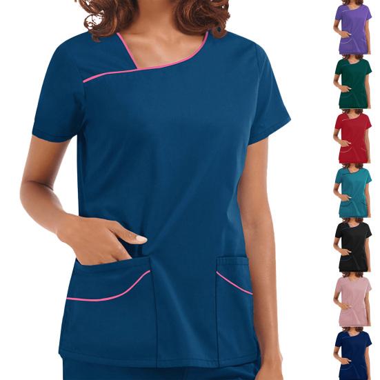 Простая блузка для медсестры с коротким рукавом, удобная легкая официальная женская блузка для персонала по уходу за кожей