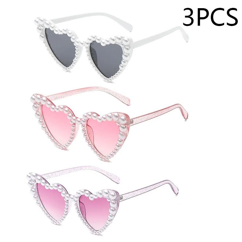 New In Luxury Fine Shimmering Love Pearl Sun Glasses Women Heart Glasses Casual Bling Sunglasses Lentes  Mujer