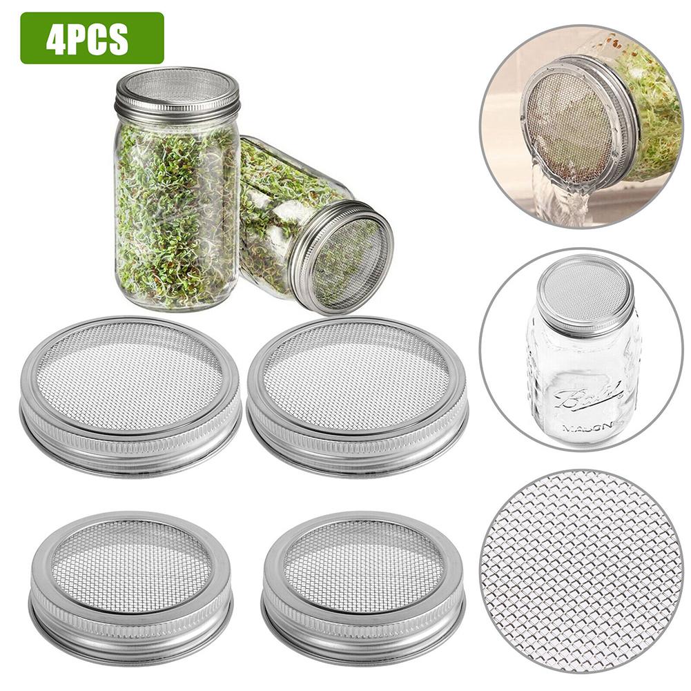 4pcs Stainless Steel Lid For Jar Sprouting Prevents Mold Formation