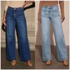 Женские и Соединенные Штаты Джинсы с высокой посадкой Женские Весенние Тонкие Широкие Ретро Темперамент Прямые Брюки