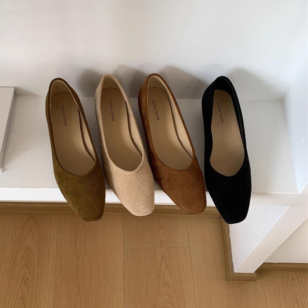 Корейская версия замшевых туфель с квадратным носком на танкетке, женские 2025, новые туфли на высоком каблуке, туфли бабушки на одной педали, темпераментные туфли для работы, женские