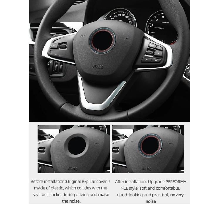 For BMW F30 F20 G20 G30 F10 E90 E46 E60 E39 X1 X3 Made of Alcantara Car Steering Wheel Center Logo Trim Ring Sticker Accessories