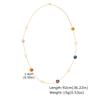 Chic Geometric Colored Beads Long Necklace, Stainless Steel Layered Sweater Chain Necklace, Stackable Fashion Jewelry for Women