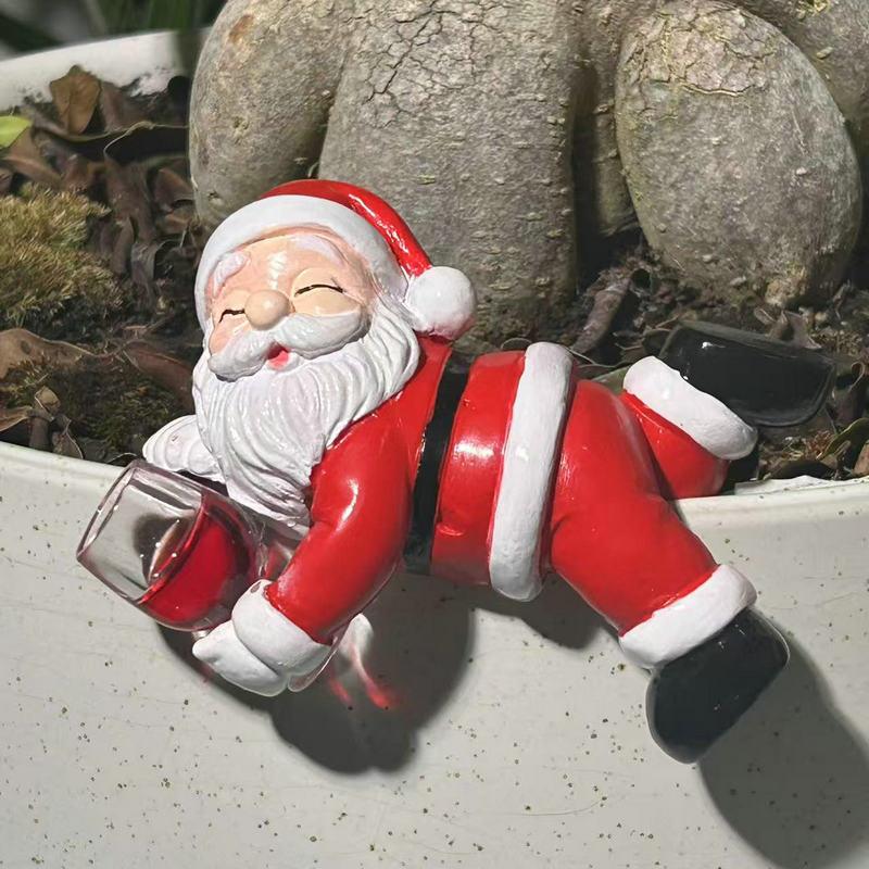 Christmas Santa Claus Hanging Figurine, Resin Santa Decoration For Flower Pot, Garden, Fish Tank, Balcony And Holiday Decor