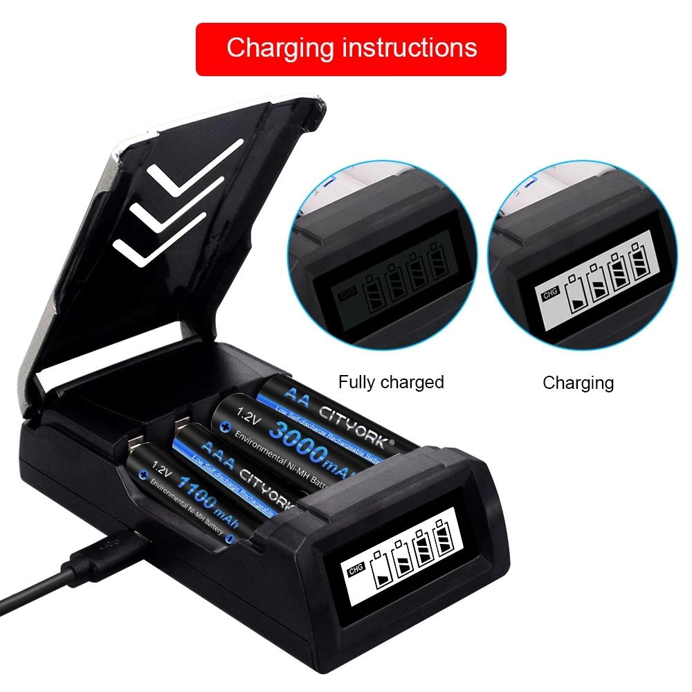 Ni-MH аккумулятор AA+AAA 1,2 В AA AAA NIMH аккумулятор с низким саморазрядом и зарядным устройством 1,2 В AA AAA