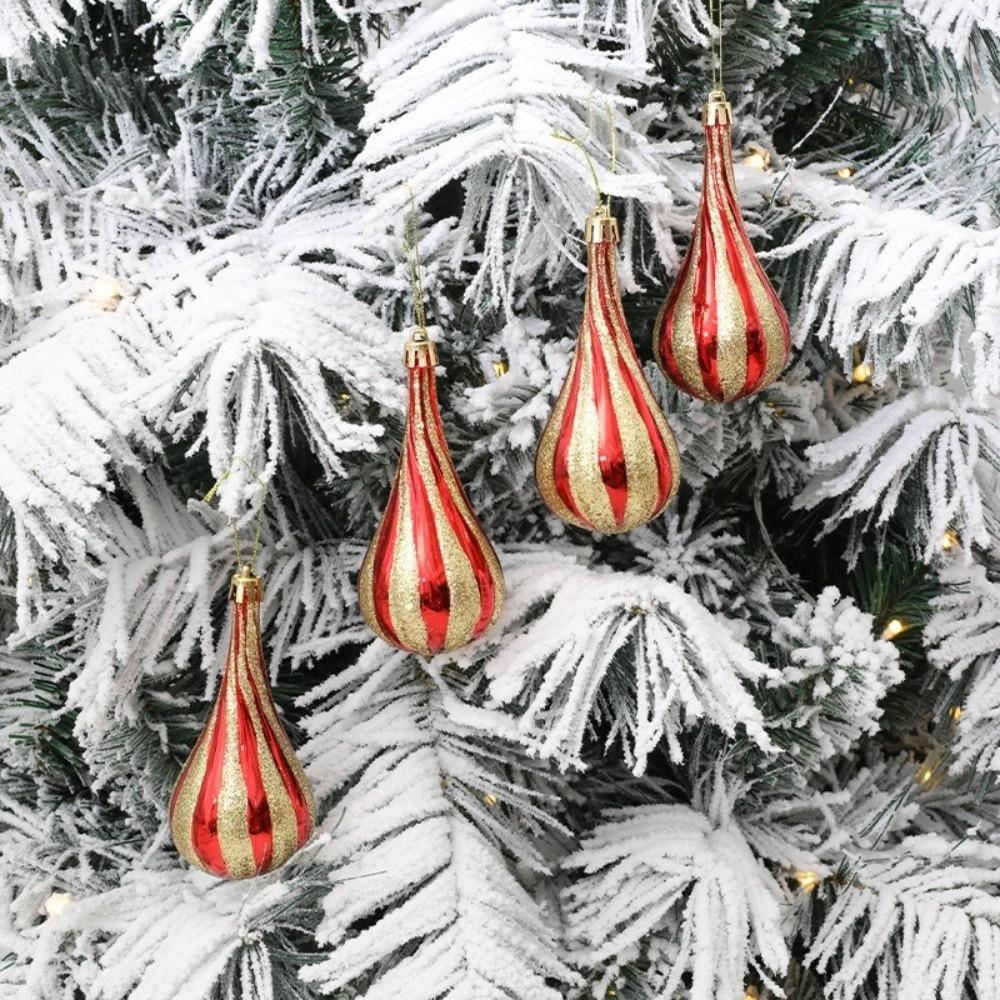 4Pcs Special-shaped Christmas Tree Pendants Water Drop Ball Xmas Tree Pendant Holiday Season